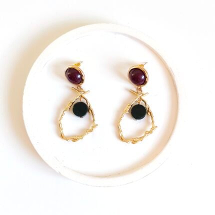 Twisted Art Burgundy & Black Earrings