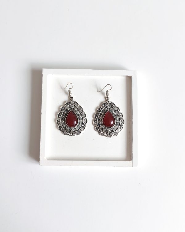 Handmade Burgundy Stone Earrings